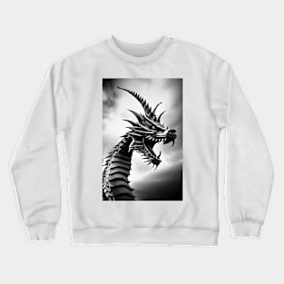 Angry Spiked Head Grayscale Dragon Crewneck Sweatshirt